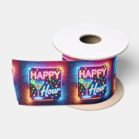 Happy Hour Sign On Rainbow Brick