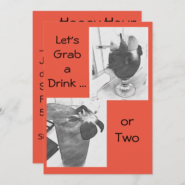 Happy Hour Social Drinks Invitation (Front/Back)