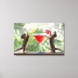 Happy Hour Squirrels Canvas Print