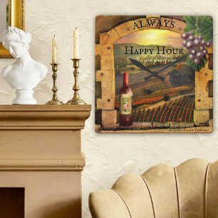 Happy Hour Wine Vineyard Fine Art Wall Clock