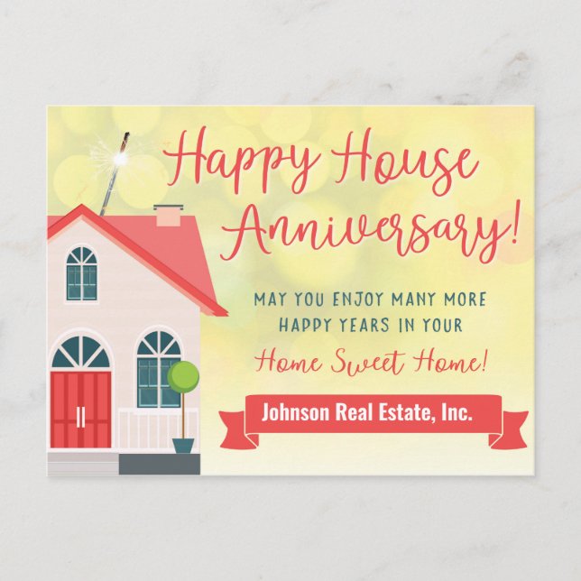 Happy House Anniversary From Realtor Postcard (Front)