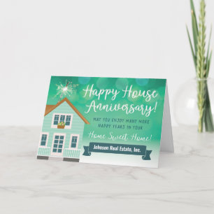 Happy House Anniversary From Realtor Thank You Car Card