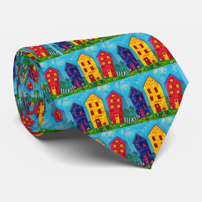 Happy Houses Tie (Rolled)