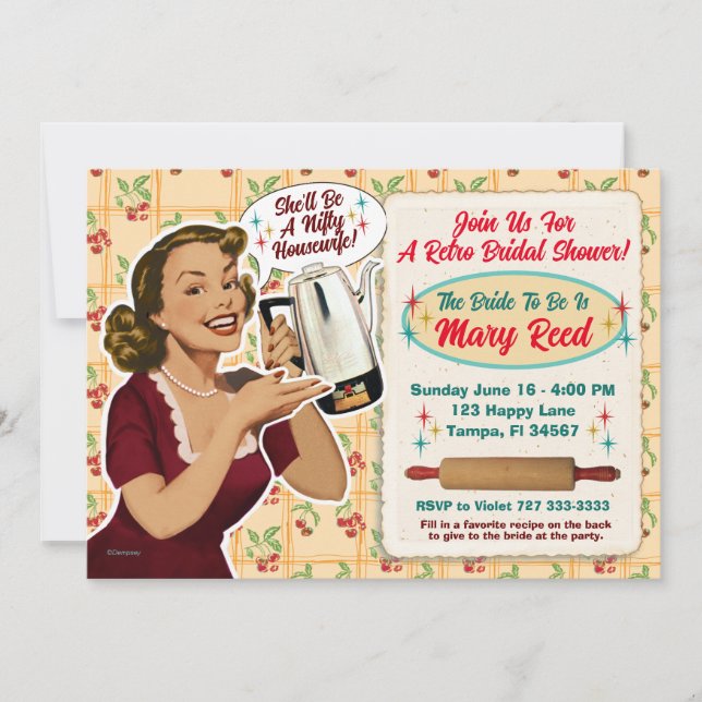 Happy Housewife Bridal Shower Invite/Recipe Card 3 (Front)