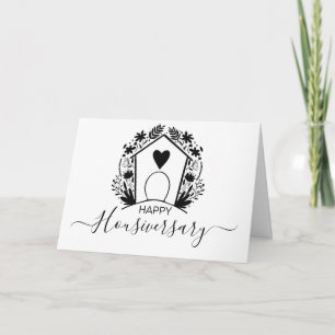 Happy Housiversary Card, Floral House Outline Card