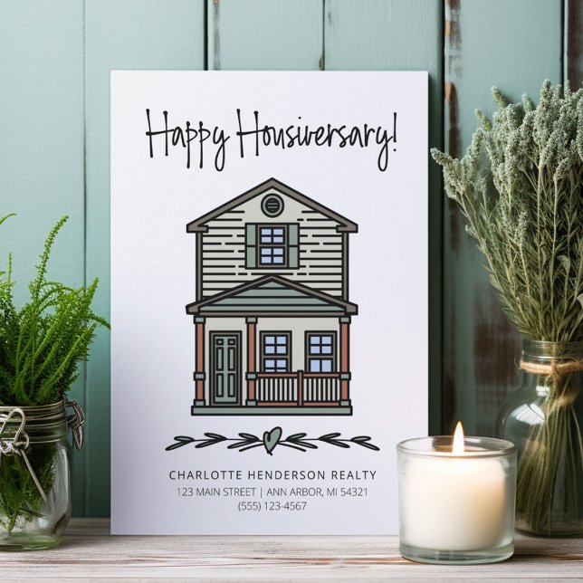 Happy Housiversary Client Home Anniversary Card (Happy Housiversary cards for real estate clients first year home anniversary.)