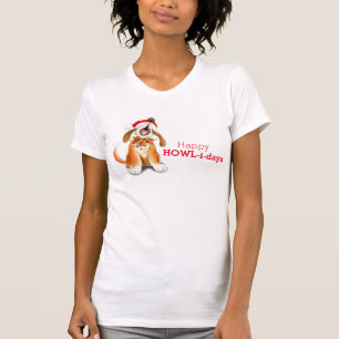 Happy Howl-i-days Christmas dog singing t-shirt