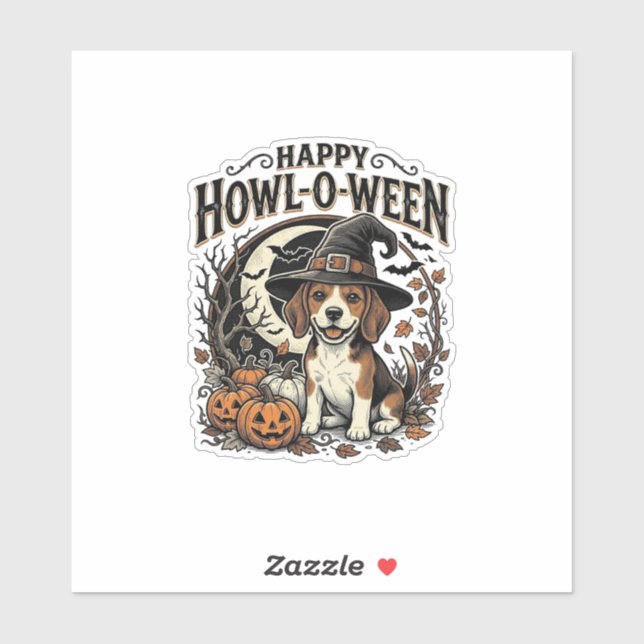 Happy Howl-O-Ween Beagle Witch Hat Halloween Shirt (Sheet)