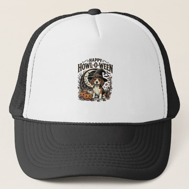 Happy Howl-O-Ween Beagle Witch Hat Halloween Shirt (Front)