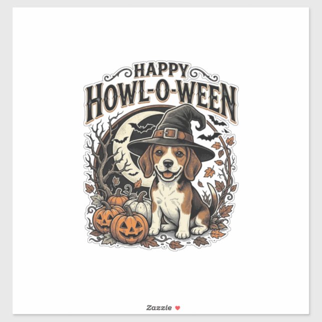Happy Howl-O-Ween Beagle Witch Hat Halloween Shirt (Sheet)