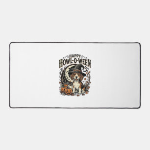 Happy Howl-O-Ween Beagle Witch Hat Halloween Shirt Desk Mat