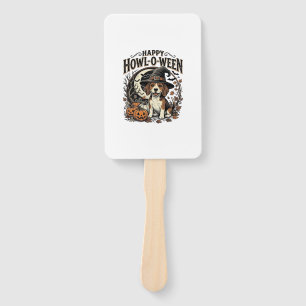 Happy Howl-O-Ween Beagle Witch Hat Halloween Shirt Hand Fan