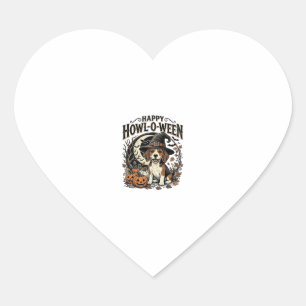 Happy Howl-O-Ween Beagle Witch Hat Halloween Shirt Heart Sticker