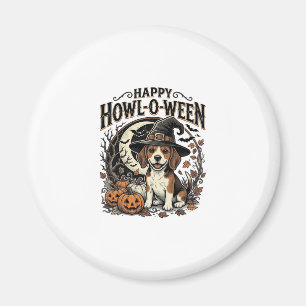 Happy Howl-O-Ween Beagle Witch Hat Halloween Shirt Magnet