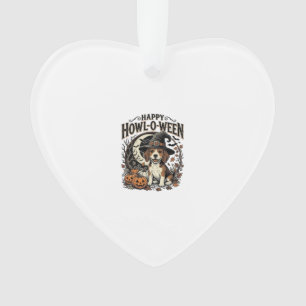 Happy Howl-O-Ween Beagle Witch Hat Halloween Shirt Ornament