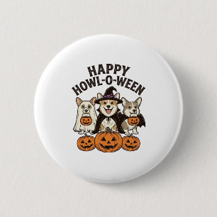 Happy Howl-O-Ween Corgi Halloween Dog Vector Desig 6 Cm Round Badge