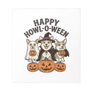 Happy Howl-O-Ween Corgi Halloween Dog Vector Desig Notepad