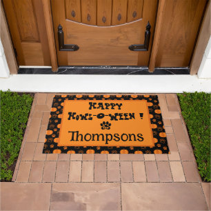 Happy Howl-o-Ween Custom Dog Halloween Door Mat