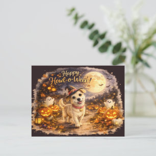 Happy Howl-o-Ween Cute Dog Halloween Design Holiday Postcard