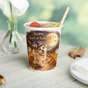 Happy Howl-o-Ween Cute Dog Halloween Design Paper Cups