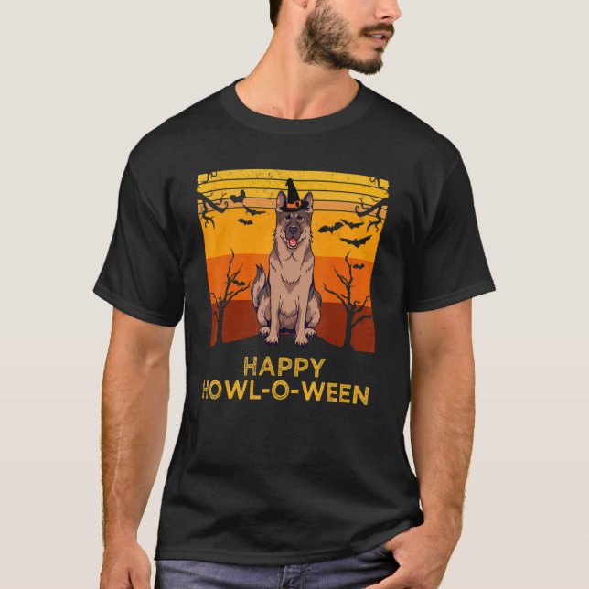 Happy Howl O Ween German Shepherd T-Shirt (Front)