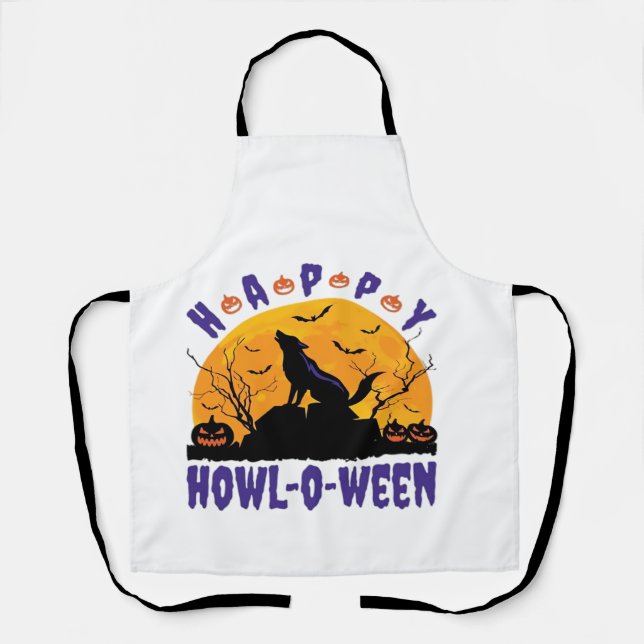 Happy Howl O Ween Howling Halloween Dog Essential  Apron (Front)