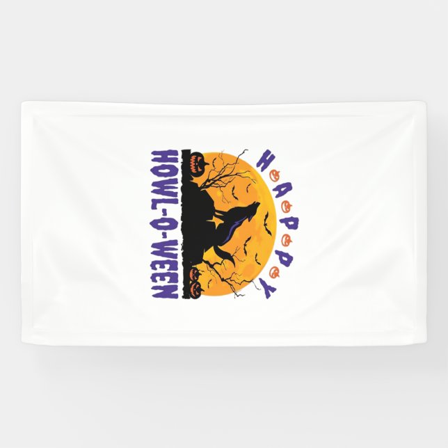Happy Howl O Ween Howling Halloween Dog Essential  Banner (Horizontal)
