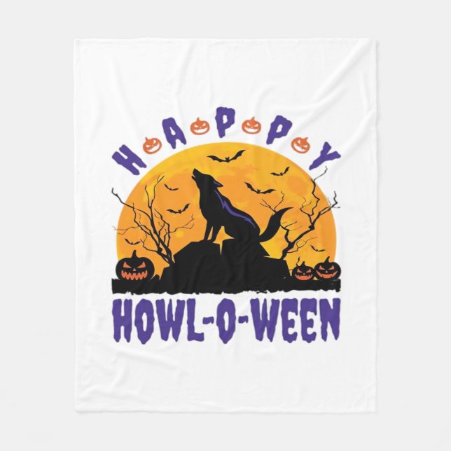Happy Howl O Ween Howling Halloween Dog Essential  Fleece Blanket (Front)