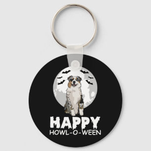 Happy Howl-o-ween Lazy Halloween Costume Cute Dog Key Ring