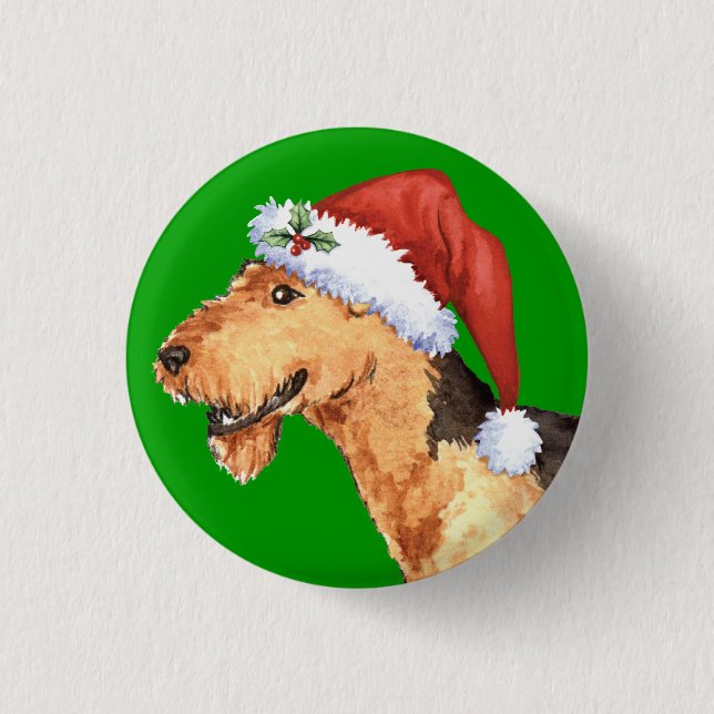Happy Howliday Airedale 3 Cm Round Badge (Front)