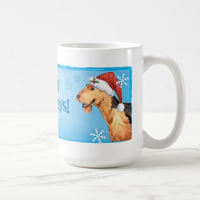 Happy Howliday Airedale Coffee Mug (Right)