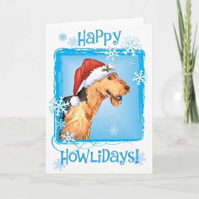 Happy Howliday Airedale Holiday Card (Front)