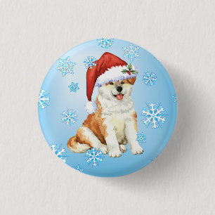 Happy Howliday Akita 3 Cm Round Badge