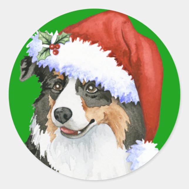 Happy Howliday Aussie Classic Round Sticker (Front)
