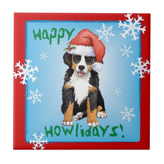 Happy Howliday Berner Tile (Front)