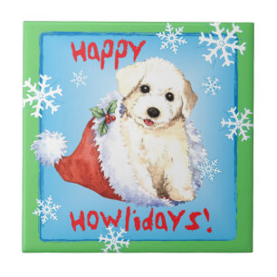 Happy Howliday Bichon Tile