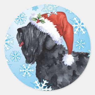 Happy Howliday Black Russian Terrier Classic Round Sticker