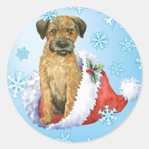 Happy Howliday Border Terrier Classic Round Sticker