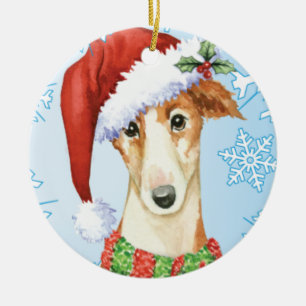 Happy Howliday Borzoi Ceramic Tree Decoration