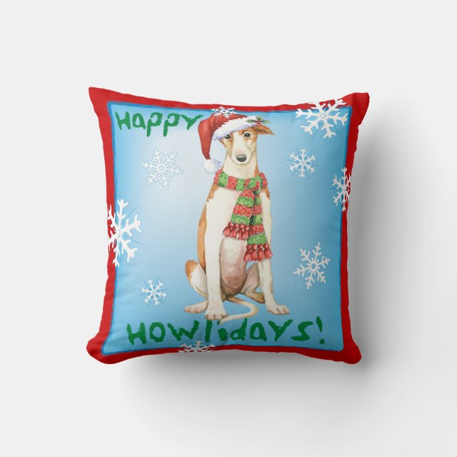 Happy Howliday Borzoi Cushion (Front)