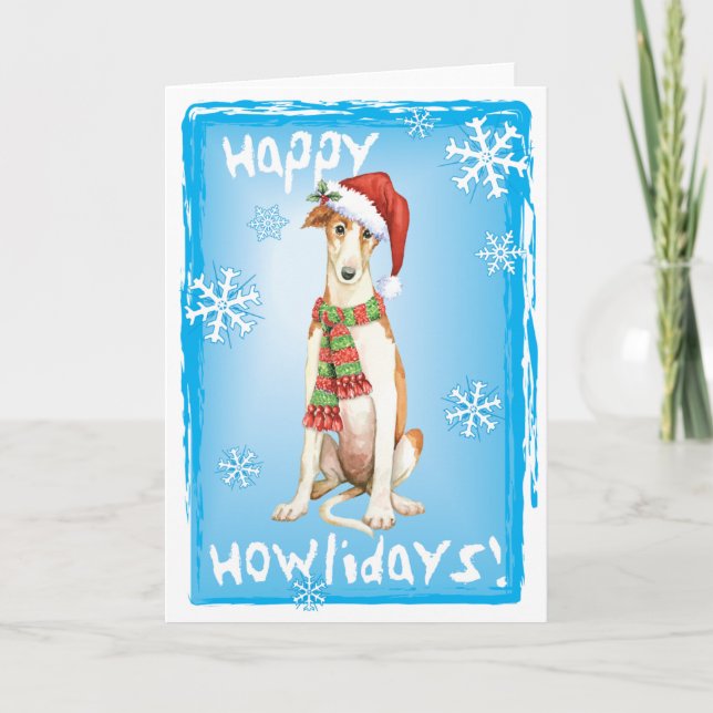 Happy Howliday Borzoi Holiday Card (Front)