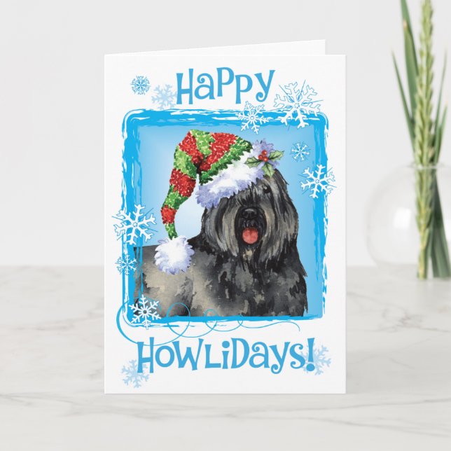 Happy Howliday Bouvier Holiday Card (Front)