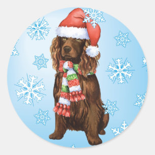 Happy Howliday Boykin Spaniel Classic Round Sticker