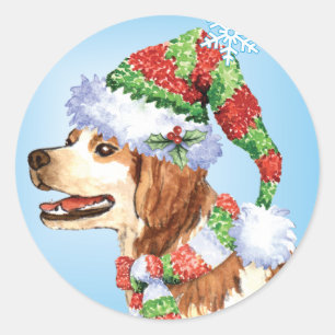 Happy Howliday Brittany Classic Round Sticker
