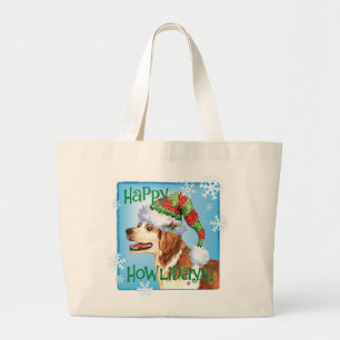 Happy Howliday Brittany Large Tote Bag