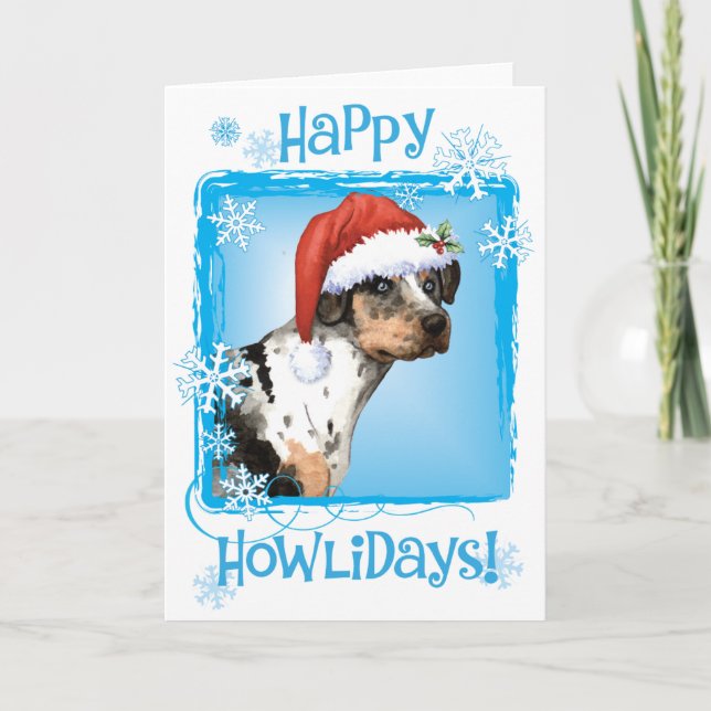 Happy Howliday Catahoula Holiday Card (Front)