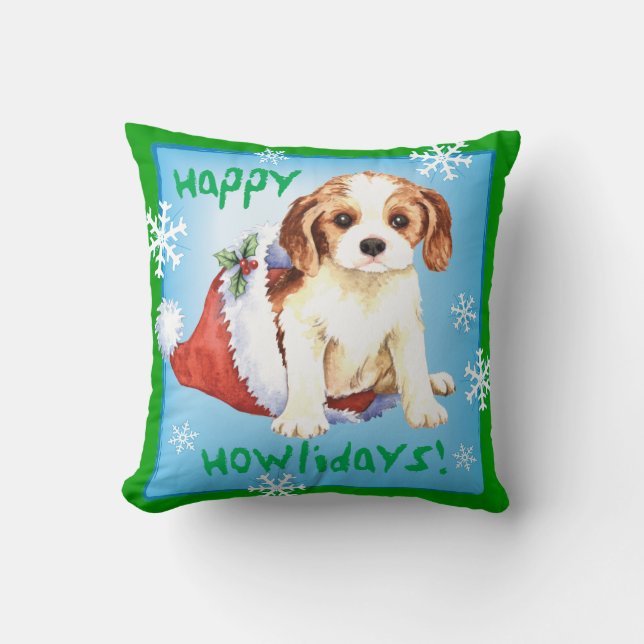 Happy Howliday Cavalier Cushion (Front)