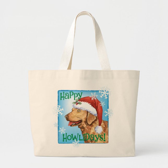 Happy Howliday Chessie Large Tote Bag (Front)