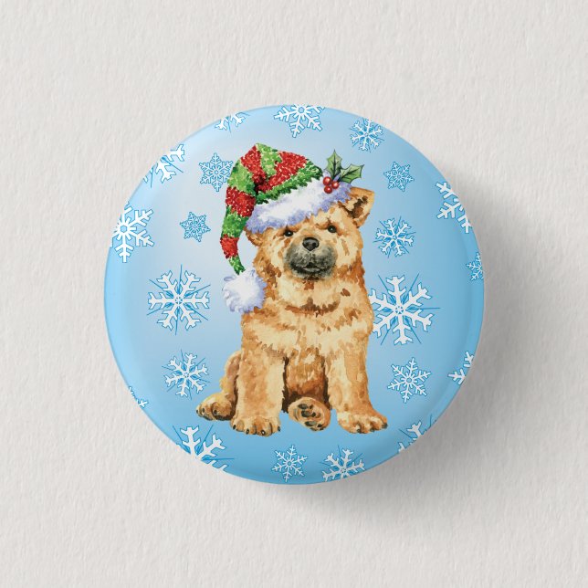 Happy Howliday Chow Chow 3 Cm Round Badge (Front)