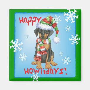 Happy Howliday Doberman Magnet